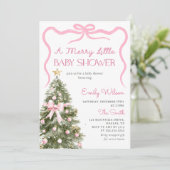 A Merry Little Christmas Baby Shower Invitation Kaart (Staand voorkant)