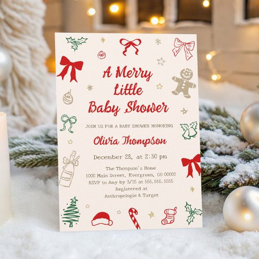 A Merry Little Christmas Baby Shower Kaart