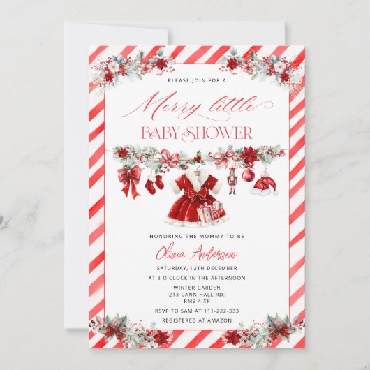 A Merry Little Christmas Baby Shower Kaart (Voorkant)