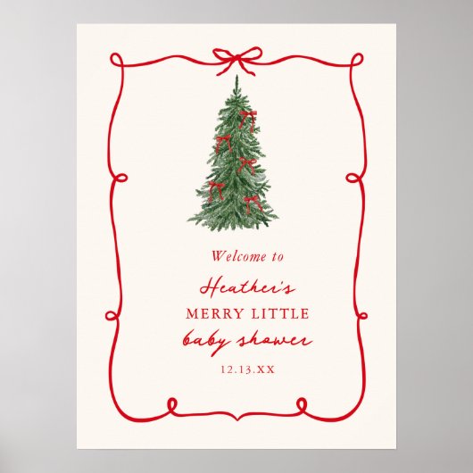 A Merry Little Christmas Baby Shower Welcome Poster (Voorkant)