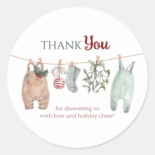 A Merry Little Christmas Clothes Thank You Ronde Sticker (Voorkant)
