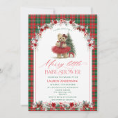 A Merry Little Christmas Tartan Baby Shower Kaart (Voorkant)