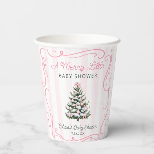 A Merry Little Christmas Tree Baby Shower Papieren Bekers (Achterkant)