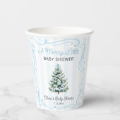 A Merry Little Christmas Tree Blue Baby Shower Papieren Bekers (Voorkant)
