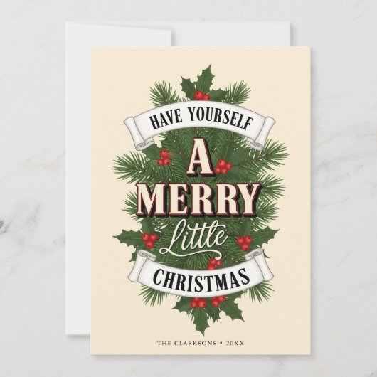 A Merry Little Christmas Vintage Feestdagenkaart (Voorkant)