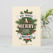 A Merry Little Christmas Vintage Feestdagenkaart (Staand voorkant)