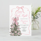 A Merry Little Girls Night Pink Bow Christmas Tree Kaart (Staand voorkant)