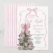 A Merry Little Girls Night Pink Bow Christmas Tree Kaart (Voorkant / Achterkant)