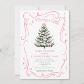 A Merry Little Pink Baby Shower Christmas Kaart (Voorkant)
