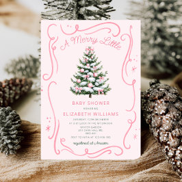 A Merry Little Pink Baby Shower Christmas  Kaart