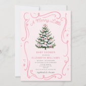 A Merry Little Pink Baby Shower Christmas Kaart (Voorkant)