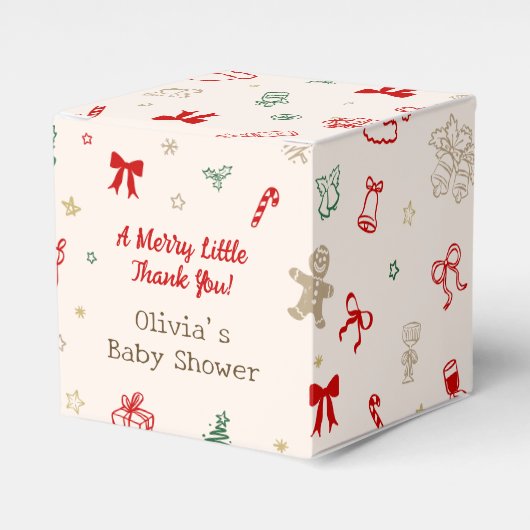 A Merry Little Thank You Christmas Baby Shower Bedankdoosjes (Voorkant Zijde)