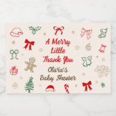 A Merry Little Thank You Christmas Baby Shower Sparkling Wijnetiket (Enkel label)