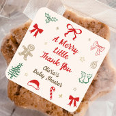 A Merry Little Thank You Christmas Baby Shower Vierkante Sticker