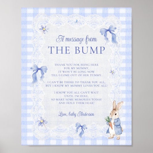 A Message From The Bump Peter Rabbit Baby Shower Poster (Voorkant)