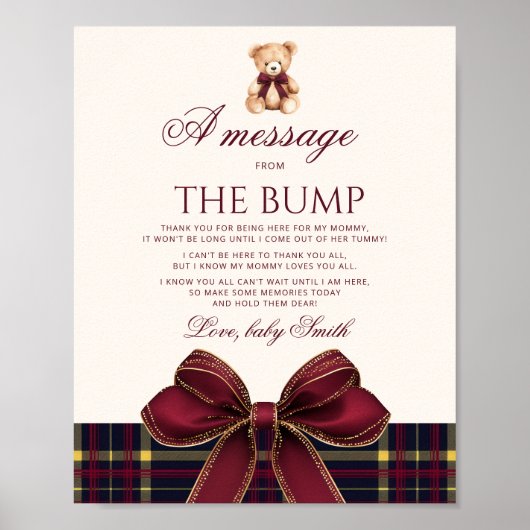 A message from the bump Teddy Bear Red Bow Poster (Voorkant)