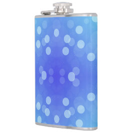A metal flask featuring a vibrant blue background  heupfles
