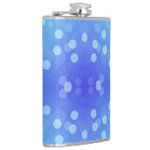 A metal flask featuring a vibrant blue background  heupfles (Rechts)