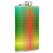 A metallic flask with a gradient green to yellow  heupfles (Rechts)