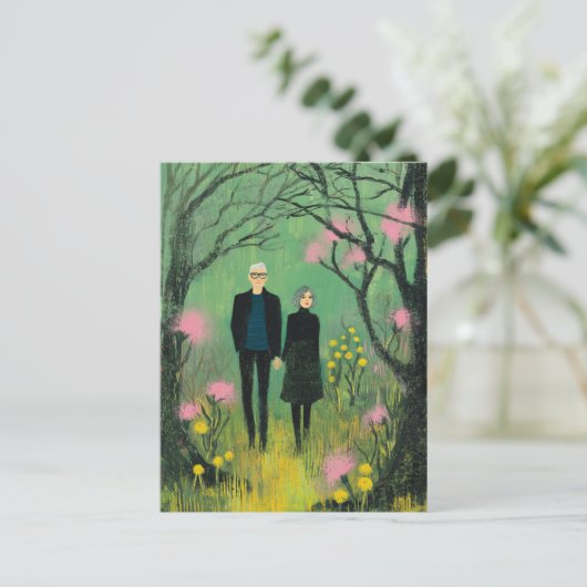 A Middle Aged Couple Walk in the Woods Briefkaart (Staand voorkant)