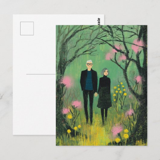 A Middle Aged Couple Walk in the Woods Briefkaart (Voorkant / Achterkant)