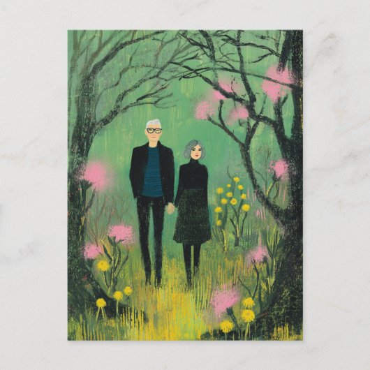 A Middle Aged Couple Walk in the Woods Briefkaart (Voorkant)