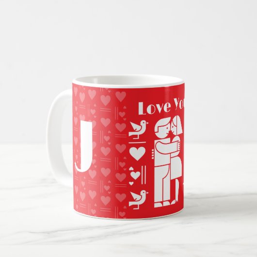 A modern Bauhaus personalized Valentine’s Day Koffiemok (Voorkant links)