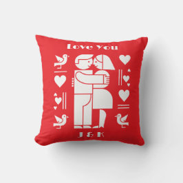 A modern Bauhaus personalized Valentine’s Day Kussen