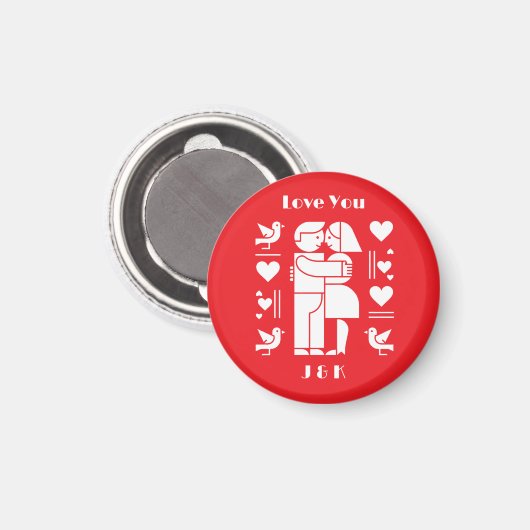 A modern Bauhaus personalized Valentine’s Day Magneet (Voorkant / Achterkant)