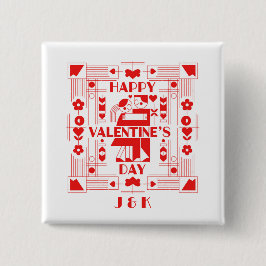 A modern Bauhaus personalized Valentine’s Day Vierkante Button 5,1 Cm