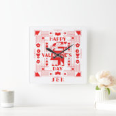 A modern Bauhaus personalized Valentine’s Day Vierkante Klok (Huis)