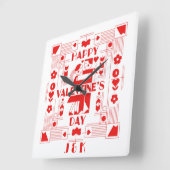 A modern Bauhaus personalized Valentine’s Day Vierkante Klok (Hoek)