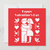 A modern Bauhaus-style Valentine’s Day Feestdagenkaart (Voorkant)