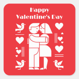 A modern Bauhaus-style Valentine’s Day Vierkante Sticker
