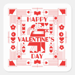 A modern Bauhaus-style Valentine’s Day Vierkante Sticker