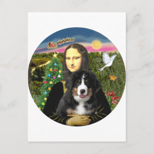 A Mona Lisa Kerstmis - Bernese MD Puppy Feestdagenkaart