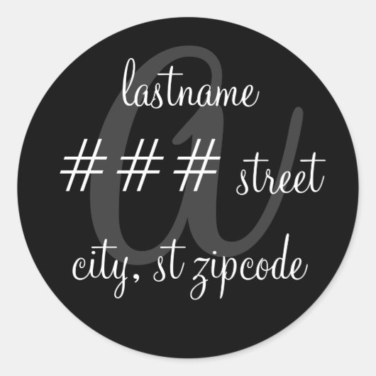 "A"-monogram etiket met retouradres (Voorkant)