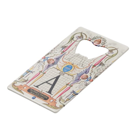 A Monogram Gifts, alfabet A, letters A Creditkaart Flessenopener (Voorkant Gekanteld)