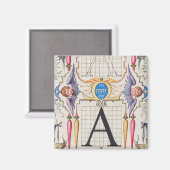 A Monogram Gifts, alfabet A, letters A Magneet (Voorkant / Achterkant)