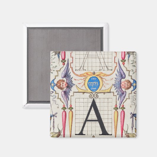 A Monogram Gifts, alfabet A, letters A Magneet (Voorkant / Achterkant)