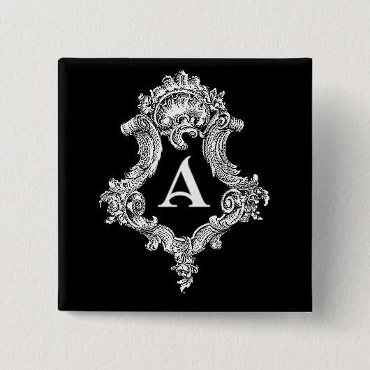 A Monogram Initiaal Vierkante Button 5,1 Cm (Voorkant)