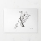 'A' Monogram mooi geborsteld Floral Wedding Drieluik Uitnodiging (Cover)