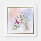 A Monogram roze Floral Magneet (Voorkant)