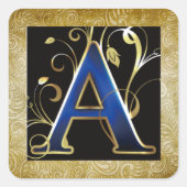 "A" Monogram Vierkante Sticker (Voorkant)