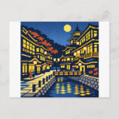 A Moonlit Waterside Town Briefkaart (Voorkant)