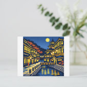 A Moonlit Waterside Town Briefkaart (Staand voorkant)