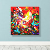 "A Most Colourful Morning" Haan en kolibries Canvas Afdruk (Insitu (Houten vloer))