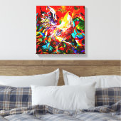 "A Most Colourful Morning" Haan en kolibries Canvas Afdruk (Insitu (Slaapkamer))