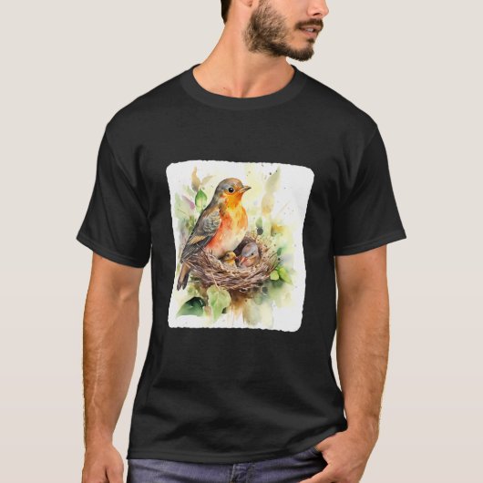 A Mother Bird Feeding Her Chicks Bird Feeding Youn T-shirt (Voorkant)