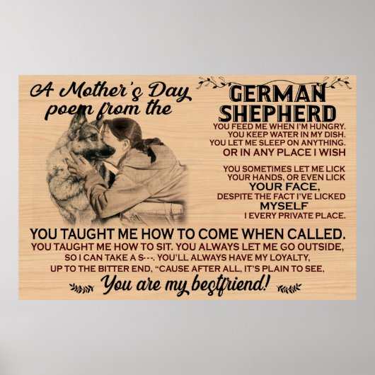 A mother's day poem from the German Shepherd Poster (Voorkant)